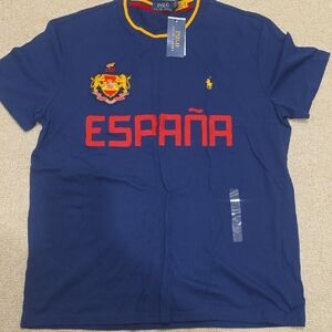 Ralph Lauren Blue Tee with Red and Yellow Accents